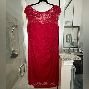 Ralph Lauren cranberry lace cocktail dress size 16